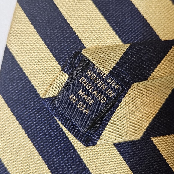VTG BROOKS BROTHERS Makers SILK Neck Tie 3.5" USA MADE Gold &Blue EUC - Picture 4 of 7